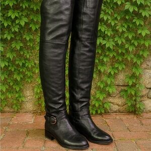 CNE Soft Black Leather OTK Riding Boots, EU 36/US 6